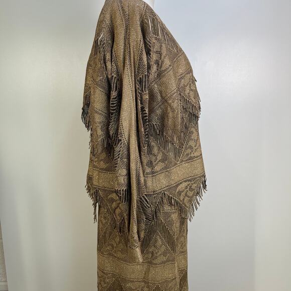 Vintage Damianou Gold Metallic Fringe 2 Piece Skirt Set - Picture 8 of 11